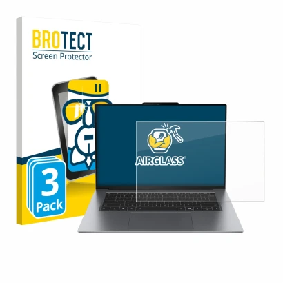 Vorderseite einer Produktverpackung mit dem Markenlogo BROTECT. Daneben ist das Gerät Lenovo ThinkPad X9 14 G1 mit dem zugehör