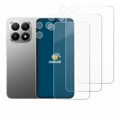 Abbildung des Geräts Xiaomi 15T (Display+Kamera) mit einer Vielzahl des Displayschutzes.