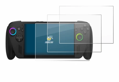 Abbildung des Geräts ASUS ROG Ally X 2025 mit einer Vielzahl des Displayschutzes.