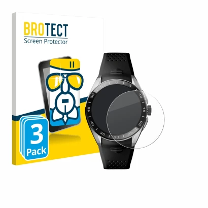 Vorderseite einer Produktverpackung mit dem Markenlogo BROTECT. Daneben ist das Gerät TAG Heuer Connected Calibre E5 (45 mm) m