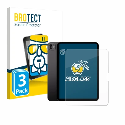 Vorderseite einer Produktverpackung mit dem Markenlogo BROTECT. Daneben ist das Gerät Apple iPad Pro 13" 2024 (Display+Kamera)