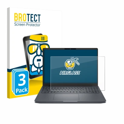 Vorderseite einer Produktverpackung mit dem Markenlogo BROTECT. Daneben ist das Gerät Dell Pro Max 16 Plus mit dem zugehörigen