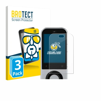 Vorderseite einer Produktverpackung mit dem Markenlogo BROTECT. Daneben ist das Gerät Sofabaton X2 mit dem zugehörigen Display