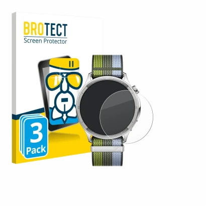 Vorderseite einer Produktverpackung mit dem Markenlogo BROTECT. Daneben ist das Gerät Oppo Watch S mit dem zugehörigen Display