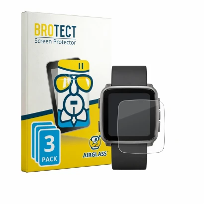 Vorderseite einer Produktverpackung mit dem Markenlogo BROTECT. Daneben ist das Gerät Pebble Time 2 2026 mit dem zugehörigen D