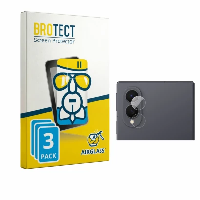 Vorderseite einer Produktverpackung mit dem Markenlogo BROTECT. Daneben ist das Gerät Samsung Galaxy Z Fold 8 (NUR Kameraschut