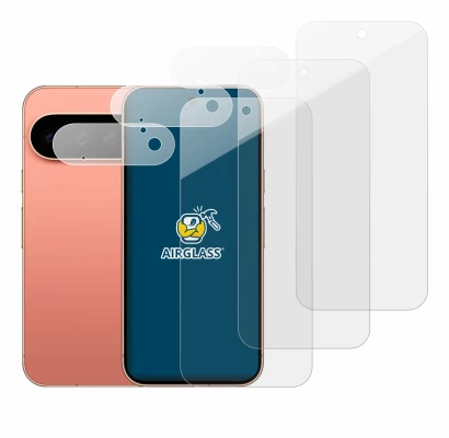 Abbildung des Geräts Google Pixel 11 Pro (Display+Kamera) mit einer Vielzahl des Displayschutzes.