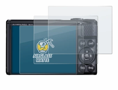 Abbildung des Geräts Canon PowerShot SX740 HS mit einer Vielzahl des Displayschutzes.