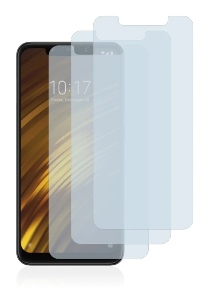 Abbildung des Geräts Xiaomi Pocophone F1 mit einer Vielzahl des Displayschutzes.