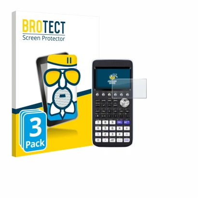 Vorderseite einer Produktverpackung mit dem Markenlogo BROTECT. Daneben ist das Gerät Casio FX-CG50 mit dem zugehörigen Displa