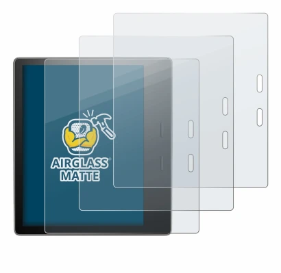 Abbildung des Geräts Amazon Kindle Oasis 2019 (10. Gen.) mit einer Vielzahl des Displayschutzes.