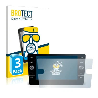 Vorderseite einer Produktverpackung mit dem Markenlogo BROTECT. Daneben ist das Gerät Volkswagen Golf GTI 2017 Discover Media