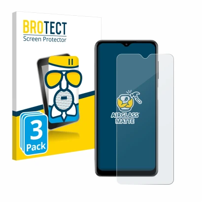 Vorderseite einer Produktverpackung mit dem Markenlogo BROTECT. Daneben ist das Gerät Samsung Galaxy M12 mit dem zugehörigen D