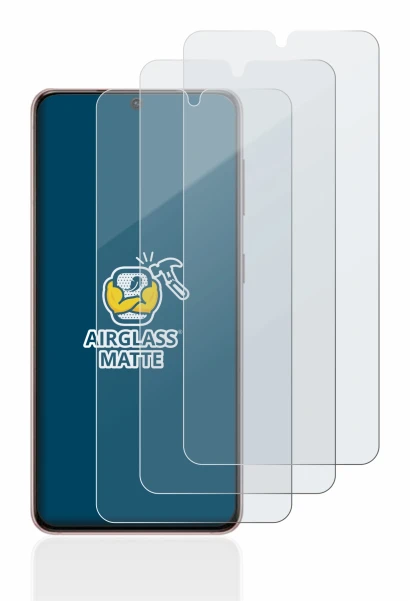Abbildung des Geräts Samsung Galaxy S21 mit einer Vielzahl des Displayschutzes.