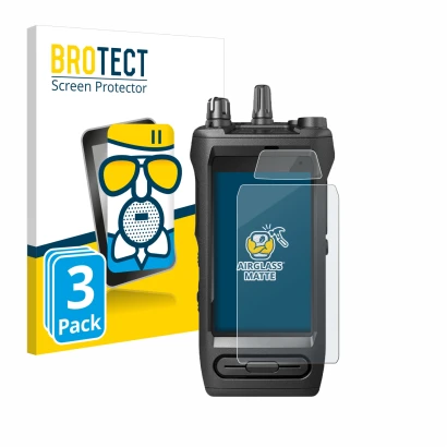 Vorderseite einer Produktverpackung mit dem Markenlogo BROTECT. Daneben ist das Gerät Motorola Mototrbo Ion mit dem zugehörige