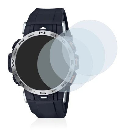 Abbildung des Geräts Casio Pro Trek PRW-30-1AER mit einer Vielzahl des Displayschutzes.