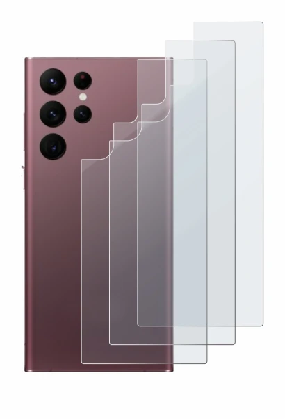 Abbildung des Geräts Samsung Galaxy S22 Ultra 5G (Rückseite) mit einer Vielzahl des Displayschutzes.