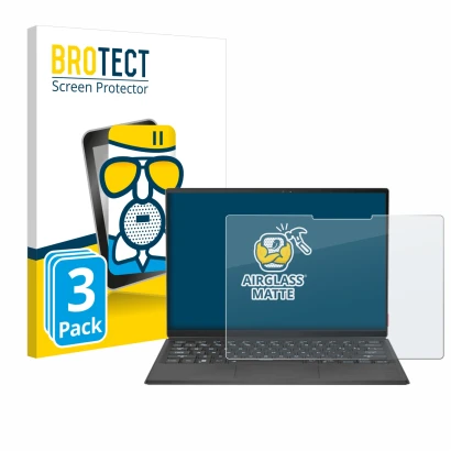 Vorderseite einer Produktverpackung mit dem Markenlogo BROTECT. Daneben ist das Gerät ASUS Rog Flow Z13 2022 mit dem zugehörig