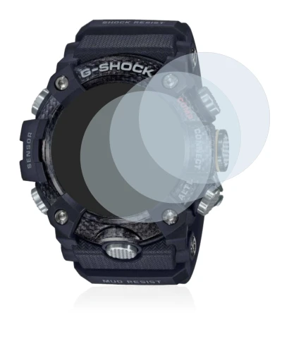 Abbildung des Geräts Casio G-Shock Mudmaster GG-B100-1AER mit einer Vielzahl des Displayschutzes.