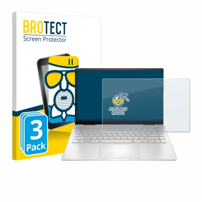 Vorderseite einer Produktverpackung mit dem Markenlogo BROTECT. Daneben ist das Gerät HP Pavilion x360 2-in-1 (14-ekX) mit dem