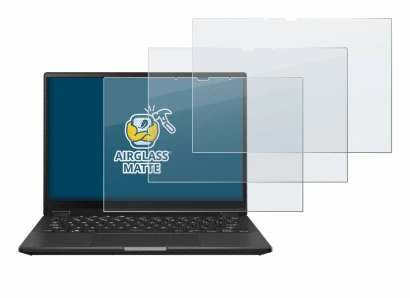 Abbildung des Geräts ASUS ROG Flow X13 2023 mit einer Vielzahl des Displayschutzes.