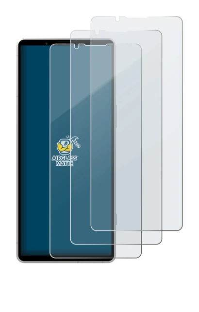 Abbildung des Geräts Sony Xperia 5 V mit einer Vielzahl des Displayschutzes.