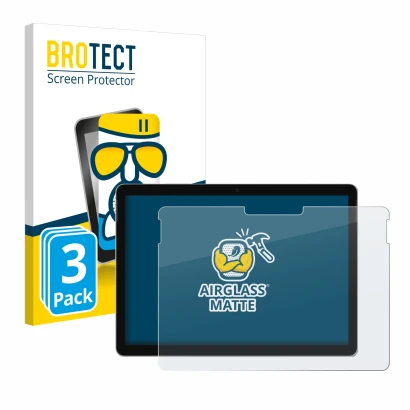 Vorderseite einer Produktverpackung mit dem Markenlogo BROTECT. Daneben ist das Gerät Microsoft Surface Go 4 mit dem zugehörig