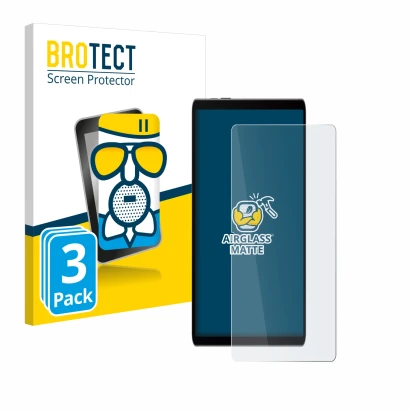 Vorderseite einer Produktverpackung mit dem Markenlogo BROTECT. Daneben ist das Gerät Samsung Galaxy Tab S9 FE mit dem zugehör