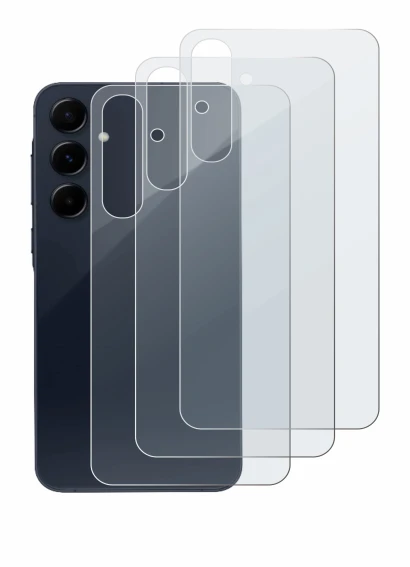 Abbildung des Geräts Samsung Galaxy A55 5G (Rückseite) mit einer Vielzahl des Displayschutzes.