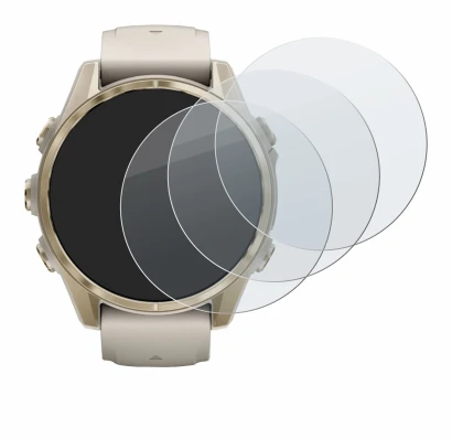 Abbildung des Geräts Garmin Fenix 8 (43 mm) mit einer Vielzahl des Displayschutzes.