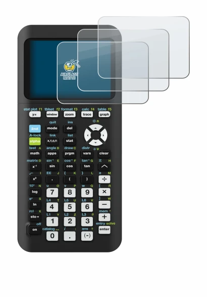 Abbildung des Geräts Texas Instruments TI-84 Plus CE-T Python mit einer Vielzahl des Displayschutzes.