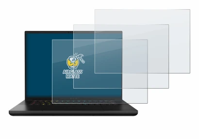 Abbildung des Geräts Razer Blade 16 2024 mit einer Vielzahl des Displayschutzes.