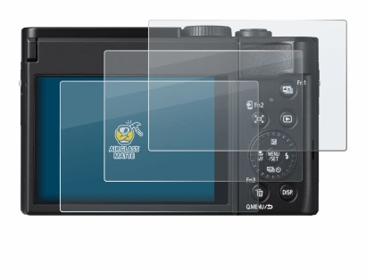 Abbildung des Geräts Panasonic Lumix DC-TZ99 mit einer Vielzahl des Displayschutzes.