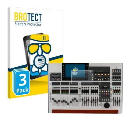 Vorderseite einer Produktverpackung mit dem Markenlogo BROTECT. Daneben ist das Gerät Behringer Wing mit dem zugehörigen Displ