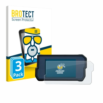 Vorderseite einer Produktverpackung mit dem Markenlogo BROTECT. Daneben ist das Gerät KTM RC125 / RC390 2022+ mit dem zugehöri