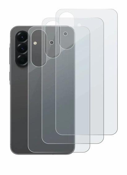 Abbildung des Geräts Samsung Galaxy A56 5G (Rückseite) mit einer Vielzahl des Displayschutzes.