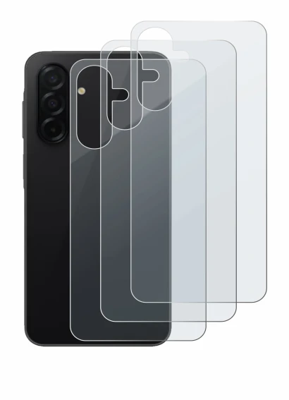 Abbildung des Geräts Samsung Galaxy A26 5G (Rückseite) mit einer Vielzahl des Displayschutzes.