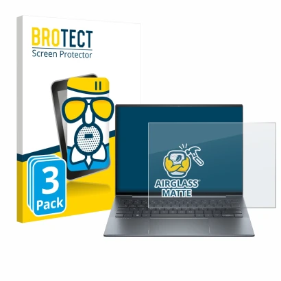 Vorderseite einer Produktverpackung mit dem Markenlogo BROTECT. Daneben ist das Gerät HP Dragonfly 13.5" G4 Non-Touch mit dem 