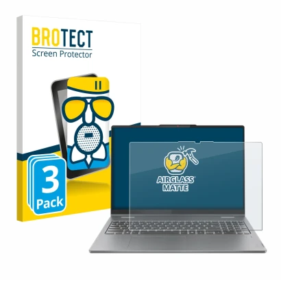 Vorderseite einer Produktverpackung mit dem Markenlogo BROTECT. Daneben ist das Gerät Lenovo IdeaPad 5 2-in-1 Gen 10 16" mit d