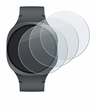 Abbildung des Geräts Samsung Galaxy Watch 8 (40 mm) mit einer Vielzahl des Displayschutzes.