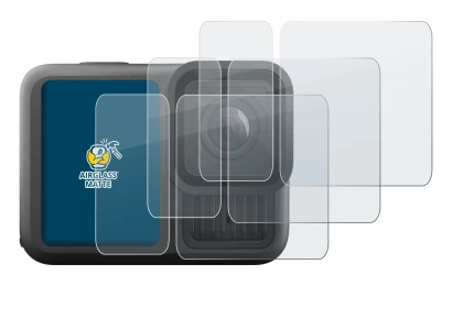 Abbildung des Geräts GoPro Hero 13 Black Ultra Wide Edition mit einer Vielzahl des Displayschutzes.