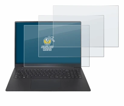 Abbildung des Geräts LG gram Pro 16 2025 mit einer Vielzahl des Displayschutzes.