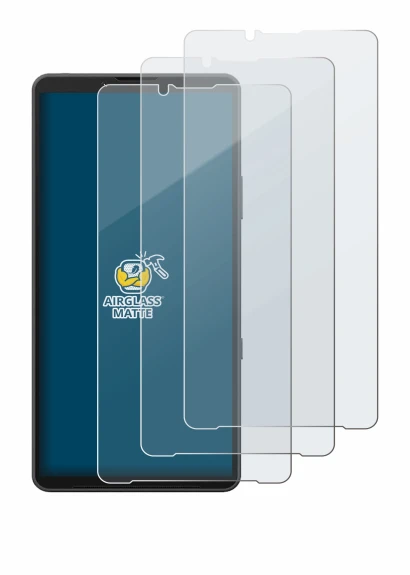 Abbildung des Geräts Sony Xperia 10 VII mit einer Vielzahl des Displayschutzes.