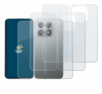 Abbildung des Geräts Xiaomi 15T (Display+Rückseite) mit einer Vielzahl des Displayschutzes.