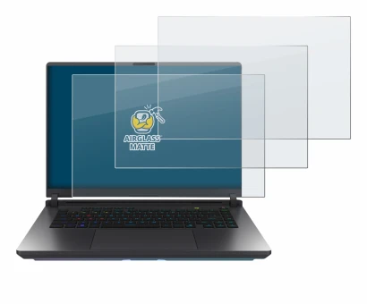 Abbildung des Geräts ASUS ROG Strix G16 2025 mit einer Vielzahl des Displayschutzes.