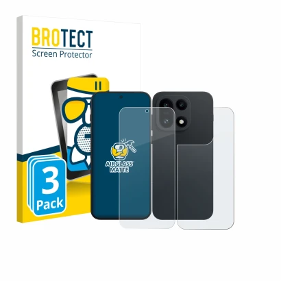 Vorderseite einer Produktverpackung mit dem Markenlogo BROTECT. Daneben ist das Gerät OnePlus 15 (Display+Rückseite) mit dem z