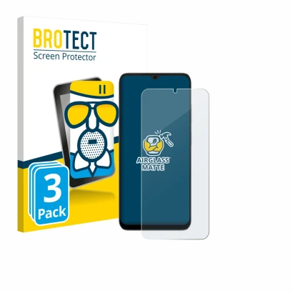 Vorderseite einer Produktverpackung mit dem Markenlogo BROTECT. Daneben ist das Gerät Doogee Note 56X mit dem zugehörigen Disp