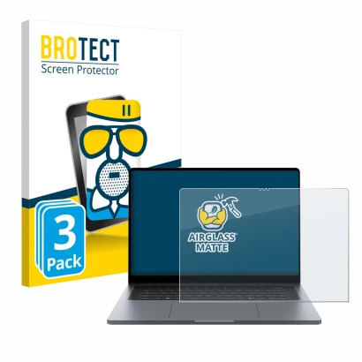 Vorderseite einer Produktverpackung mit dem Markenlogo BROTECT. Daneben ist das Gerät Samsung Galaxy Book6 Ultra 16" mit dem z