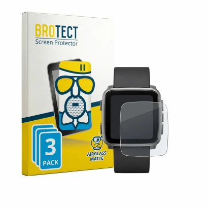 Vorderseite einer Produktverpackung mit dem Markenlogo BROTECT. Daneben ist das Gerät Pebble Time 2 2026 mit dem zugehörigen D