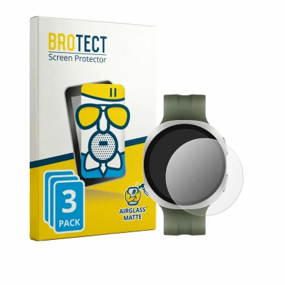 Vorderseite einer Produktverpackung mit dem Markenlogo BROTECT. Daneben ist das Gerät Samsung Galaxy Watch 9 (40 mm) mit dem z